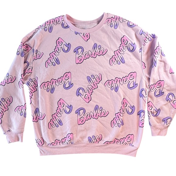Barbie Tops - Barbie Hybrid Apparel All Over Print Sweatshirt Pink Purple Logo XXL 2023 Mattel
